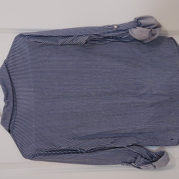 Blue and white striped long or rolled sleeve button down shirt by Eden & Olivia - Picture 10 of 11